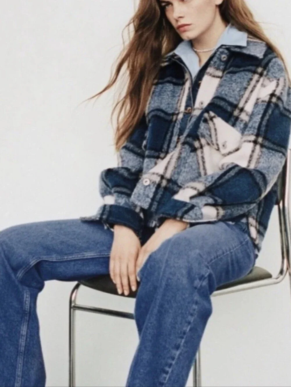 ZARA Jacket Womens Size XSmall Plaid Shacket Large Pockets Warm - Picture 1 of 5